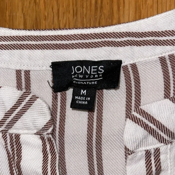 Jones New York white and brown striped tunic - Picture 2 of 6